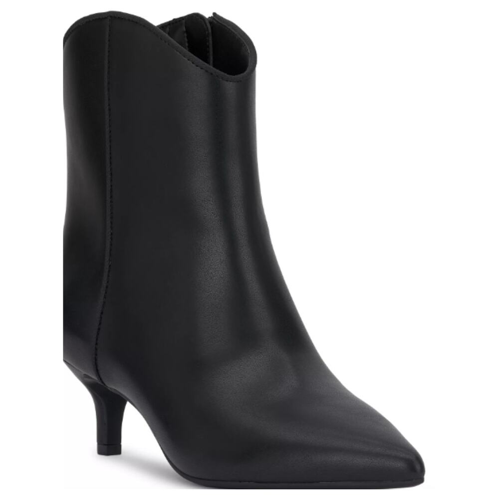 NEW On 34th Women's Aatira Tulip Ankle Booties Black Smooth Size 6M